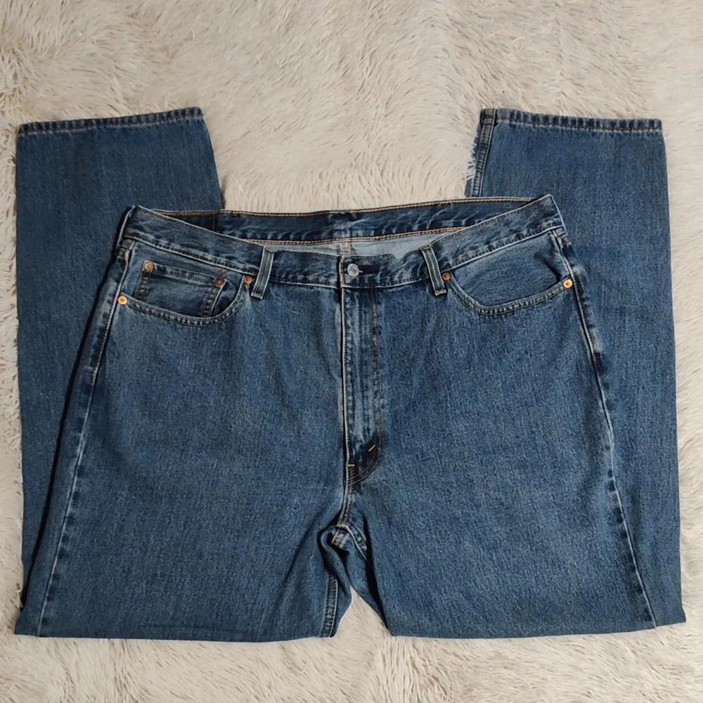 Levi Strauss Men's Relaxed 550 Red Tab Blue Jeans Stonewashed 100% Cotton 42X34